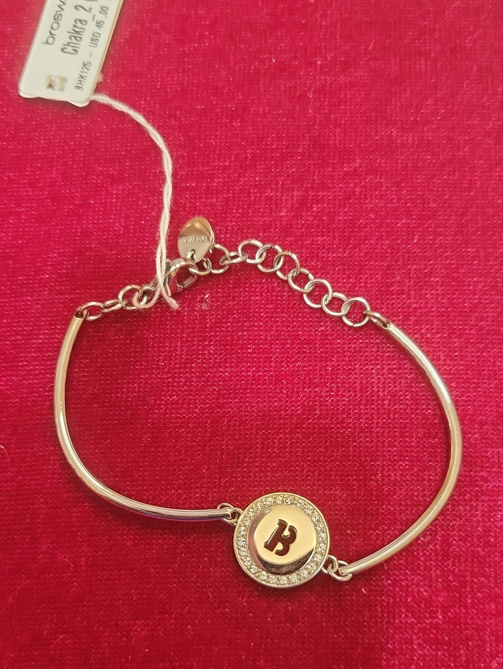 NWT Brosway Italia Initial 'B' Accent Bracelet with Crystal Halo
